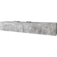 180 cm breiter, griffloser TV-Schrank für das Wohnzimmer, matt, stehend oder hängend, Beton