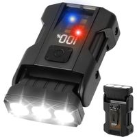 Mini torcia LED ricaricabile, piccola torcia EDC super luminosa da 550 lumen con base magnetica, torcia rotante a 80°, USB-C, torcia da campeggio