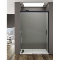 Cabina doccia frontale ALLSTONE BASIC 1+1, senza profilo inferiore da 6 mm in alluminio. profilo Nero 105-110 cm vetroTransparente