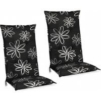 2er Set Hochlehner für Gartenstuhl Flores, 120x50x6cm, Schwarz