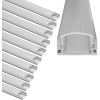 Wolketon 10x1M Profilé Aluminium LED Angle Anodisé Diffuseur laiteux pour Ruban Bande LED Couvercle Blanc Opaque Forme en U