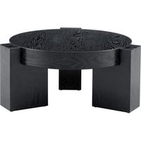TABLE Two-Tier Round Coffee MDF+glass Black 61cm×30cm et 44cm×30cm