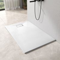 EMKE SMC Duschwanne 90x120 cm Weiß Ultra-flache Duschtasse, Schieferoptik, Anti-Rutsch & Zuschneidbar