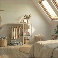 Mob-In – Portant à vêtements sous combles 100x85cm – Penderie et 3 étagères en métal blanc – Charge max 35kg – Montage modulable