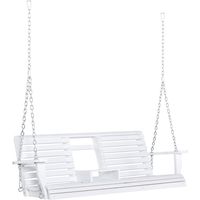 Dondolo 3 posti esterno con tavolino e portabicchieri legno metallo 150x75x53 cm bianco