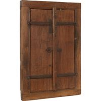 Reja de ventana de madera maciza y hierro medieval antiguo con marco interior o exterior