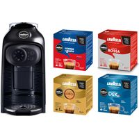 Lavazza, A Modo Mio Macchina per Caffè Idola Nera con 64 Capsule A Modo Mio Assortite, Macchina per Espresso Compatta e Silenziosa, 1500 W, 220-240 V, 50/60 Hz, Capacità Max 1.1 Litri d'Acqua
