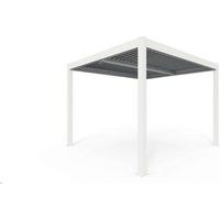 Pergola bioclimatica 3x3 m in alluminio bianco a lamelle orientabili con grondaia - Verdelook