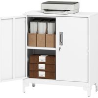 Armario archivador metálico 2 puertas cerradura estante fácil montaje oficina 80x35x91 cm blanco