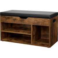 Etagere meuble a chaussures avec siege loft en bois