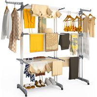 Vounot – Séchoir à linge extensible 4 niveaux – Design pliable avec ailes rotatives – Charge max 45 kg – Dimensions 190x64x170 cm – Métal et PP