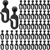 Lot de 50 crochets de rideaux en plastique pour rideaux de gazebo et moustiquaires, crochets de tringle à rideaux noirs, accessoires de gazebo d'hôtel extérieur