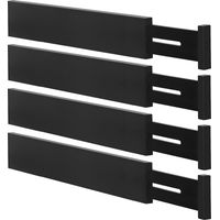 Bamboe ladeverdelers organizers, keukenladeorganizer, verstelbare ladeverdeler voor kleding, keuken, dressoir, slaapkamer, badkamer en kantoor, 4-pack (12-17 inch), zwart
