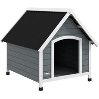 Cuccia per Cani da Esterno, Casetta per Cani Grandi con Pavimento Rimovibile, 84x99x87cm, Grigio