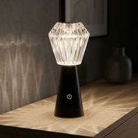 Tischlampe Beistellleuchte Dekoleuchte RGB LED Kristall klar Touch Akku schwarz
