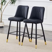 Tabouret de bar-PU noir-Structure métallique-Repose-pieds-Hauteur Lot de 2-42x45x100cm