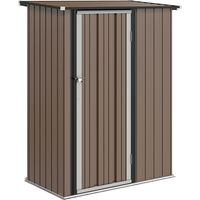 Gerätehaus Metall - Gartenhaus Stahl - Werkzeugschuppen 1,07 m² - Schrägdach - Abschließbare Tür - 142 x 84 x 189 cm - Braun
