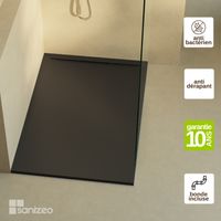 Receveur de douche 150x90 extra-plat Noir en résine minérale antidérapant effet ardoise - Ragnar LAVABERG