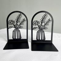 Vase Book Ends, Bookends - Metal Book Ends for Shelves, Bookends Decorative Unique, Heavy Duty Book Holder for Home Office (Sunflower)