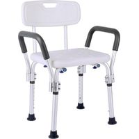 Siège de Douche avec Accoudoirs, Tabouret de Douche Médical, Chaise de Douche Adulte, Chaise pour Douche Senior, Siège Baignoire Adulte Antidérapant, Assemblage sans Outils, Chaise Blanc
