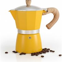 Cafetière italienne,300ml Cafetiere Moka, Cafetière à espresso pour la préparation d'espresso italien Compatible avec cuisinière à céramique cuisinière électrique gaz Compatible (Jaune)