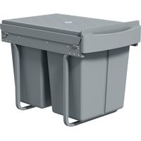 Cubo basura bajo fregadero 2 contenedores reciclaje extraíble 2x20L deslizamiento suave gris