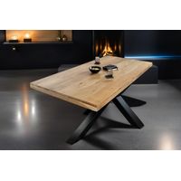 Esstisch Akazie Massiv naturfarben 300 x 100 cm gerade Kanten Spider-Gestell schwarz RIO