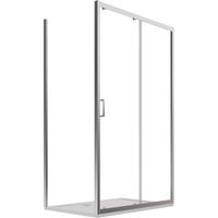 Cabine de douche 90x150 cm Porte coulissante et paroi fixe Profilés en aluminium chromé Verre transparent 6mm h190 - Réversible Mod. Lipari
