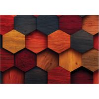 Papier peint mural bois géométrie planches intissé grand format design intérieur salon chambre pas cher 200x140 cm