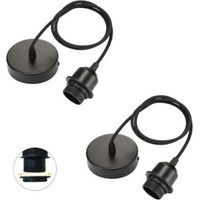Lot de 2 suspensions de lampe E27, câble réglable de 100 cm avec anneau à vis amovible, suspension de lampe E27 avec anneau à vis, câble textile réglable, pour la maison, la cuisine, noir