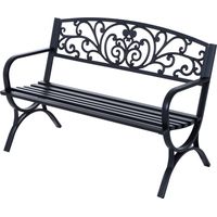 Outsunny – Banc de jardin 3 places en acier et fonte – Dimensions 127 x 60 x 85 cm – Charge max 240 Kg – Noir