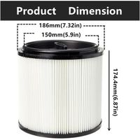 Compatible with the accessory filter for vacuum cleaner VK1323PFRCN (VWM1518R)