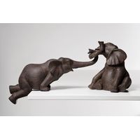Kare Design Figura Decorativa Circo Elefanti (2/Set), Marrone, 22X54X18Cm, Simbolo Famiglia, Divertimento, Amore