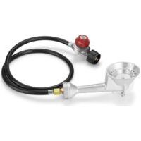 Tête de brûleur ronde en fonte haute pression, tête de brûleur au propane avec régulateur de propane haute pression réglable de 4 pieds 20 PSI avec tuyau et raccords en laiton