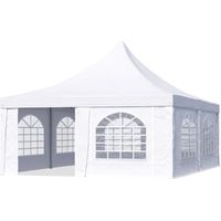 TOOLPORT Pagoda Tent Pavilion 5x5 m – Quick & Easy to Set Up with Windows – Durable White 700 N PVC Tarp