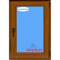 Ventana PVC 800x1000 Roble Dorado Oscilobatiente Derecha Vidrio Transparente