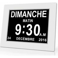 Horloge calendrier numérique One Piece 7 pouces avec date et heure, horloge Alzheimer pour parents, rappel de médicaments pour grands-parents et enfants - Blanc - 20.414.32.4cm