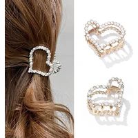 Lot de 2 pinces à cheveux blanches antidérapantes pour femme et fille -En forme de coeur