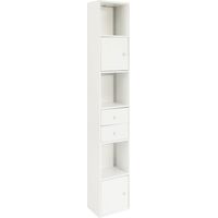 Sobuy – Bibliothèque étagère de rangement STR10W – Armoire haute avec 2 tiroirs et 2 portes – Dimensions L33cm x P24cm x H188cm – Pour bureau et salon