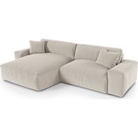 Canapé d'angle gauche 4 places en tissu tramé toucher doux beige CHEER