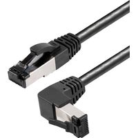Maxtrack TI49-1L RJ45 Câble réseau, câble patch CAT 8.1 S/FTP 1 m noir coudé à 90 ° vers le haut, ré