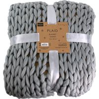 The Home Deco Factory – Plaid en grosse maille chunky 120x150 cm – Doux et cosy – Parfait pour canapé ou lit – Couleur gris