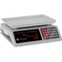 Werkstattwaage zum Zählen von Teilen, 336 x 238 mm, Netzteil + Batterie, 40 kg / 2 g – weiß