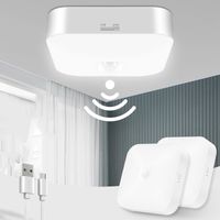 2er-Pack wiederaufladbare Deckenleuchten mit Bewegungsmelder: 500 Lumen, 5000 K – Kabellose, batteriebetriebene Leuchten – Ideal für Schränke, Treppenhäuser und Flure