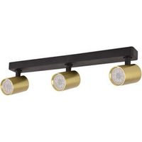 Plafonnier Orientable Pour 3 Ampoules LED GU10 Noir Mat et Laiton Brossé ZAMBELIS