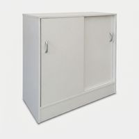 Commode coulissante 60x30x71 cm – Panneau de particules haute densité – 2 étagères internes fixes – Poignées ergonomiques en métal – Blanc – C.R.O.
