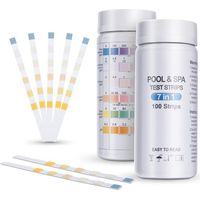 100er-Packung Pool-Teststreifen, 7-in-1-Pool-Teststreifen für Pool, Spa und Whirlpool, Wasserqualitätsanalyse – Gesamthärte, Brom, freies Chlor, pH-Wert, Cyanursäure und Alkalinitätsgrad
