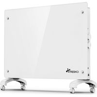 TRESKO Radiateur électrique blanc 1500W convecteur en verre convecteur mural radiateur en verre salle de bain