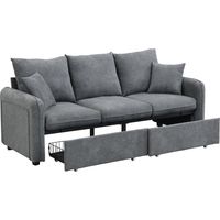 Canapé Multifonctionnel Coin U-forme Trois Places Tissu Chenille Gris Foncé 188x186x86 cm ZIPSOFA