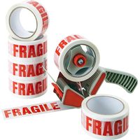 ACIT Nastro Adesivo con Scritta Fragile - confezione da 6 rotoli. Nastro da imballaggio per pacchi per scatoloni per trasloco. Adesione ottima su cartone e film estensibile, Dispenser non incluso
